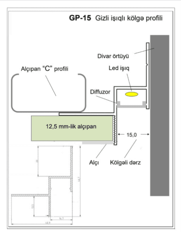 GP-15 Gizli işıqlı kölgə profili