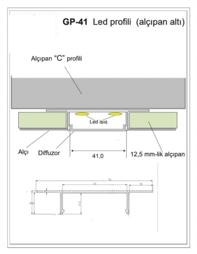 GP-41 Led profili (alçipan altı)